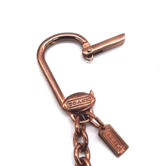 Vintage Rare Pre-Owned COACH Copper Heart Trigger Snap Keychain Fob Purse Charm - Picture 3 of 6